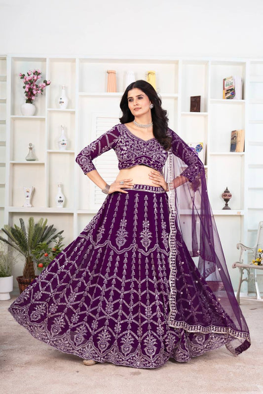 kiyara Purple Designer Faux Georgeet Lehenga