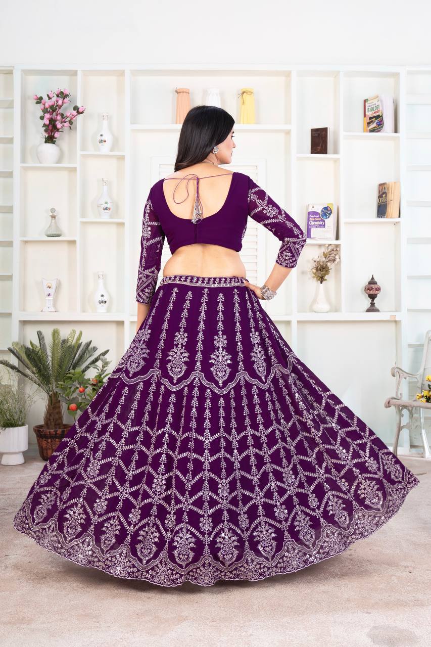 kiyara Purple Designer Faux Georgeet Lehenga