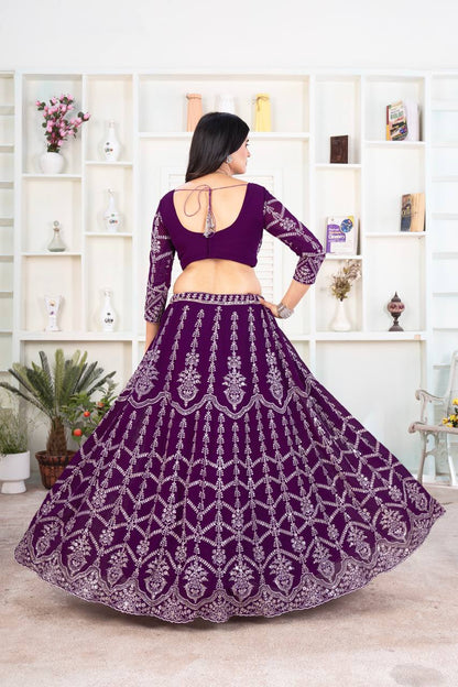 kiyara Purple Designer Faux Georgeet Lehenga
