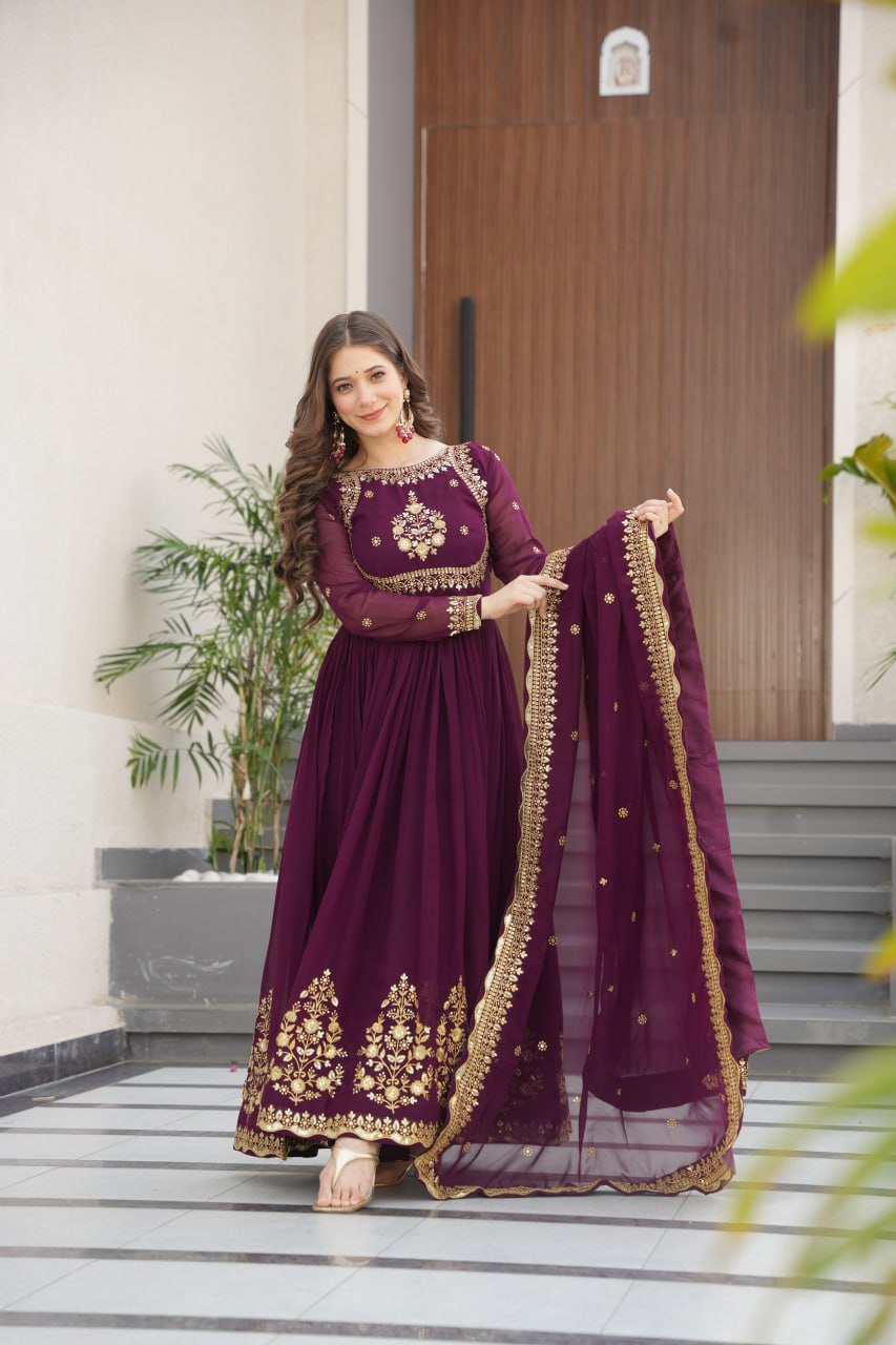 Vrinda Floral  Faux Blooming Georgette Anarkali