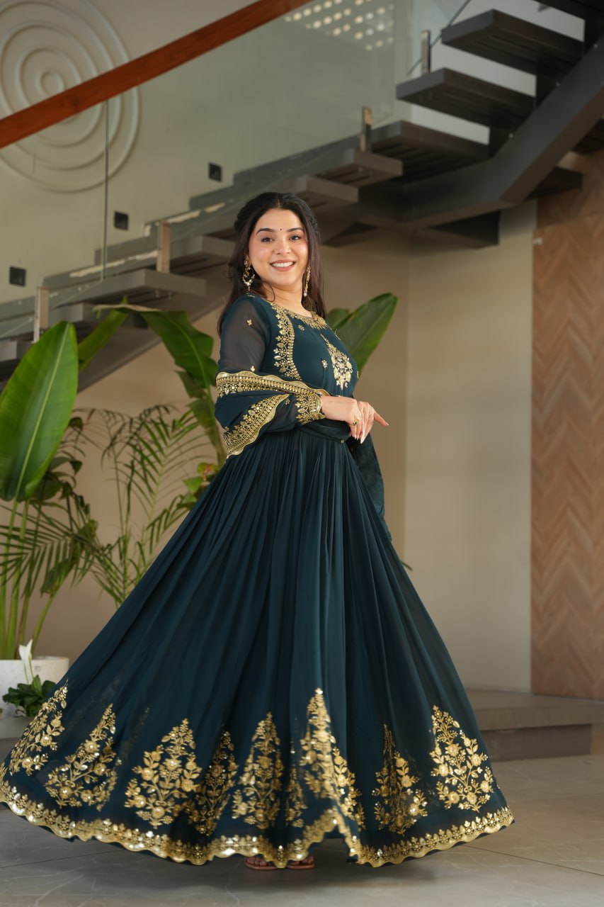 Vrinda Floral  Faux Blooming Georgette Anarkali