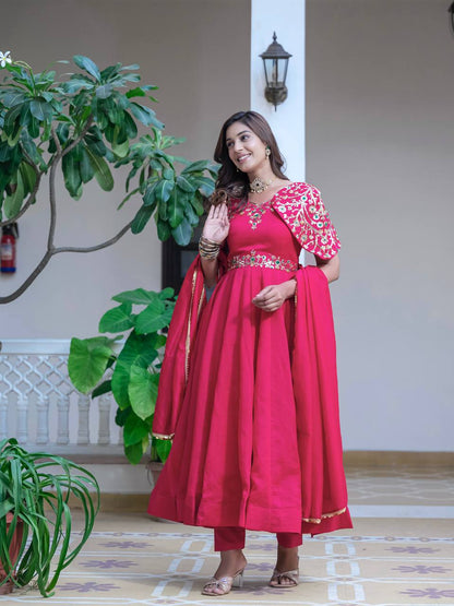 Tradition Meets Trend: Modern Gown With Work Dupatta