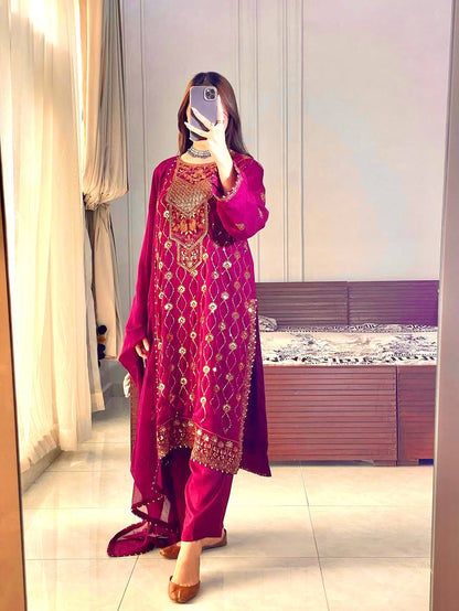 Midnight Georgette Ensemble Suit Set