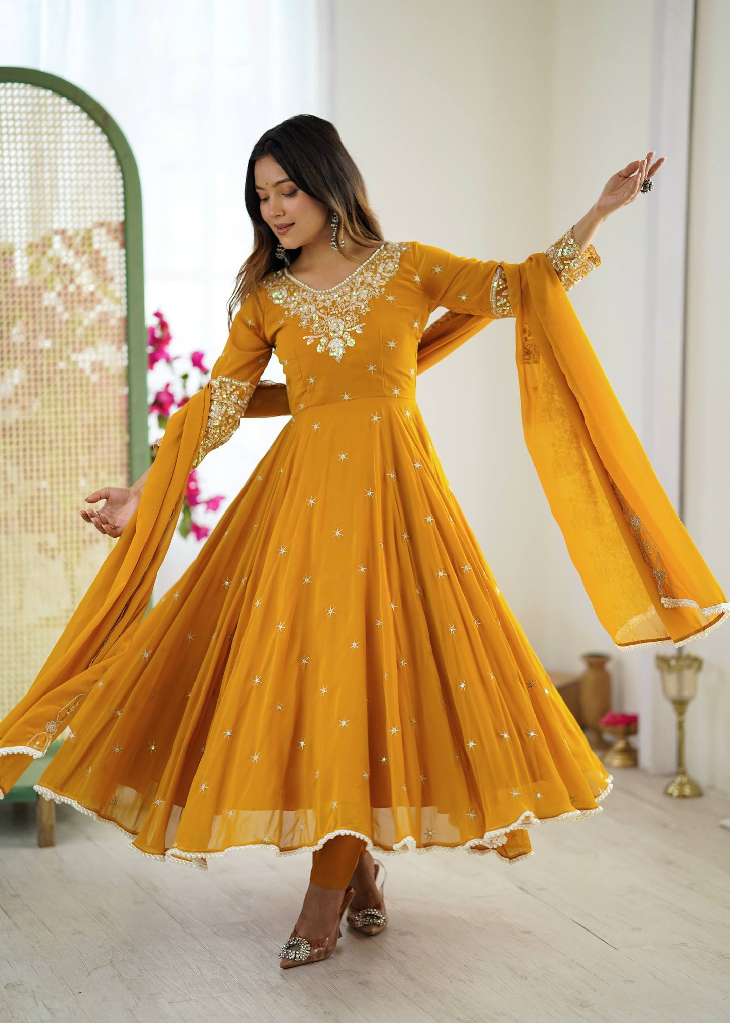 Radiant Charm in Rust Anarkali