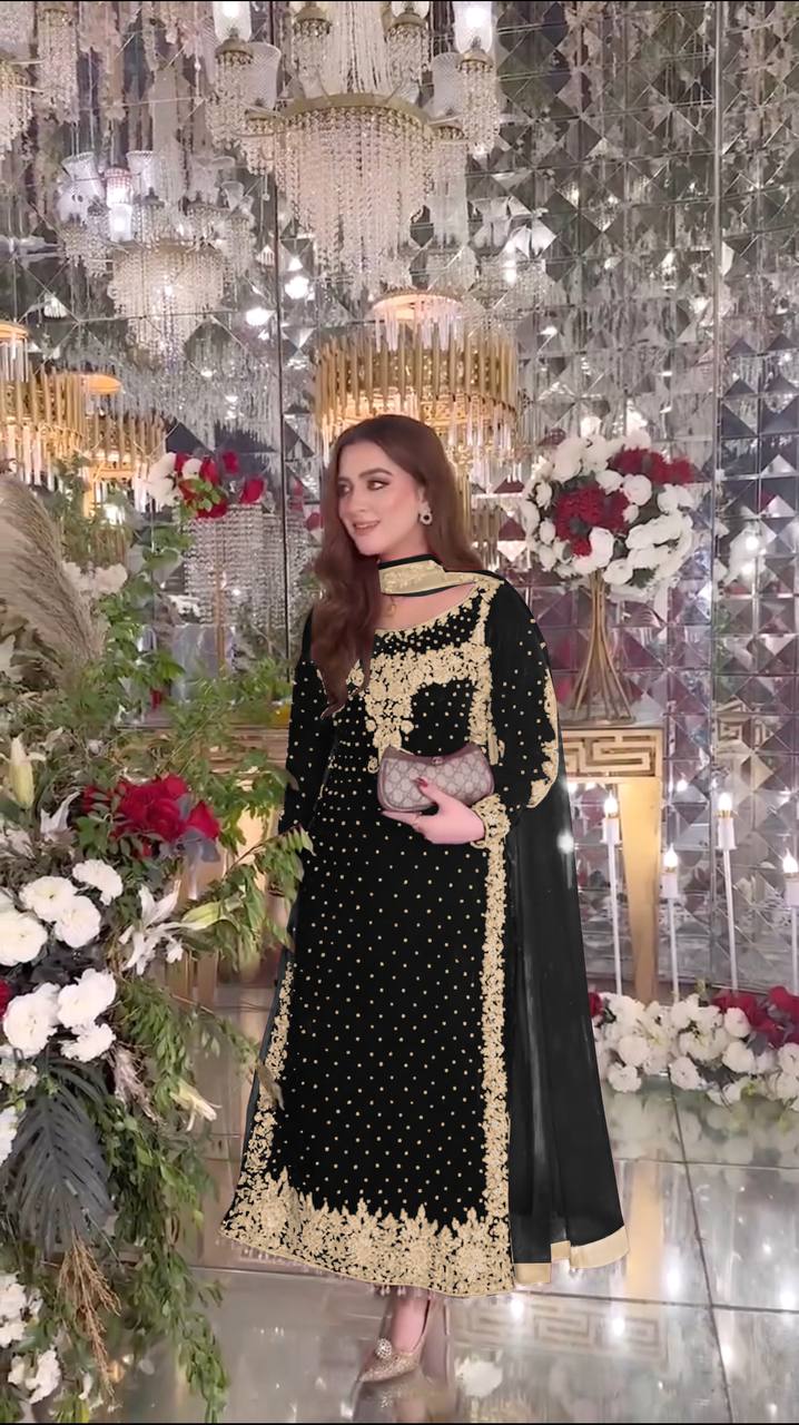 Zara Luxury Velvet Party Wear Suit