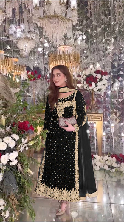 Zara Luxury Velvet Party Wear Suit