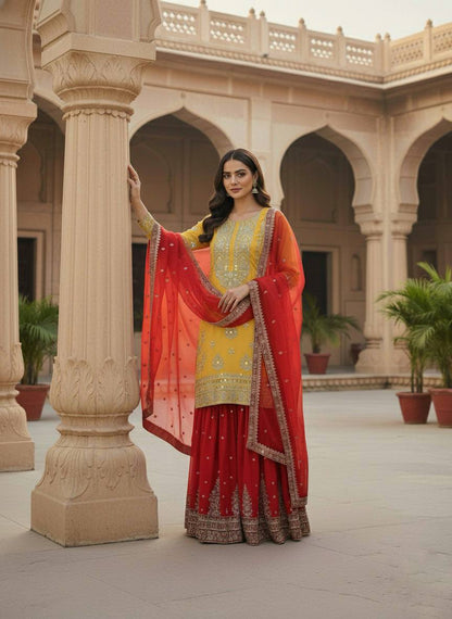 Nayra Georgette Embroidered Sharara Set