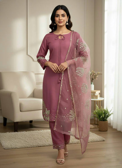 Aqua Dusk  Natural Crep Silk New Designer Suit
