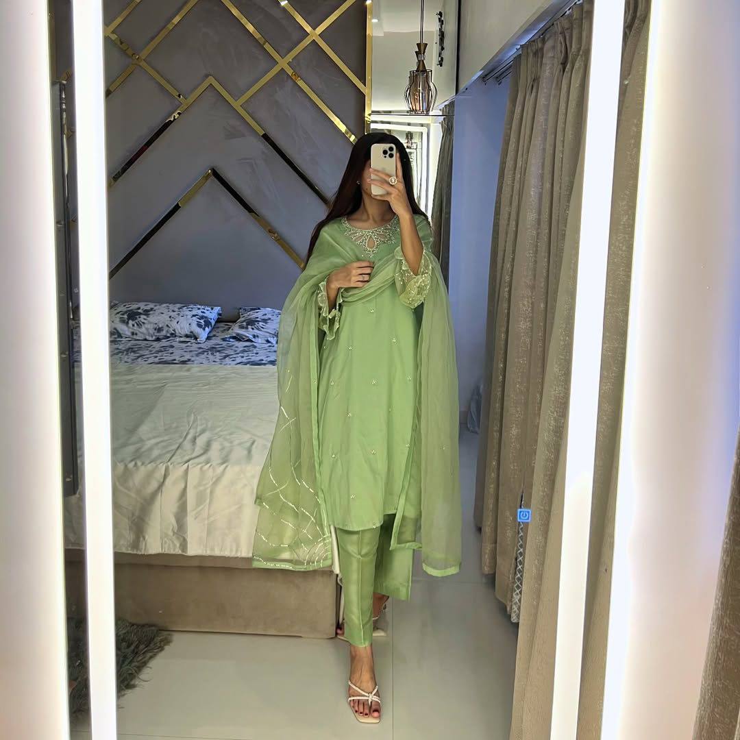 Mehreen Satin Embroidered Suit Set