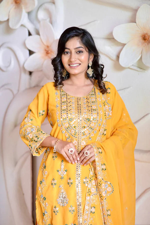 Surajmukhi Sitara Radiance Mirror Magic Mustard Kurta Set
