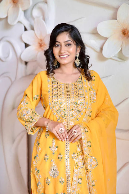 Surajmukhi Sitara Radiance Mirror Magic Mustard Kurta Set